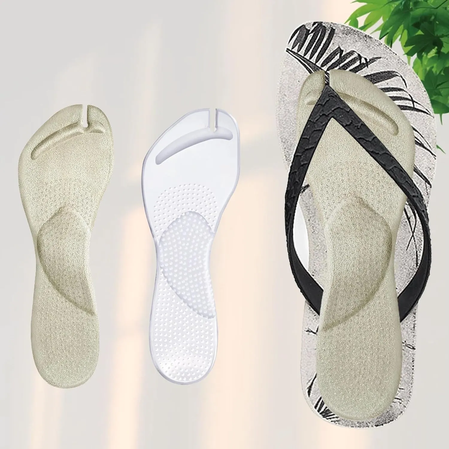 2 Pairs Arch Support Cushion Insoles Gel Adhesive Arch Support Anti-Slip Flip Flop Thong Inserts Self Adhesive Gel Arch Cushion Insoles Plantar Fasciitis Pain Relief for Man Woman