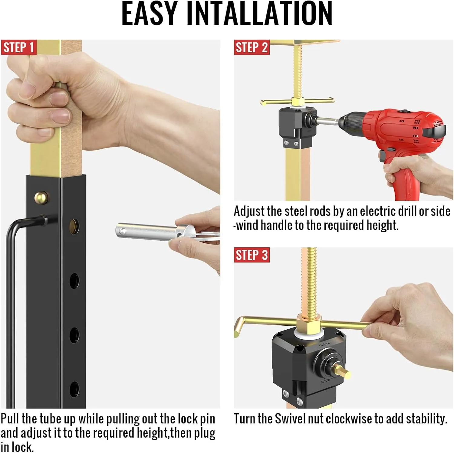 2025 New Upgraded RV Slide Out Support Jacks 2 Pcs RV Stabilizer Jacks Heavy Duty for Camper, 5th Wheel and Travel Trailer, Adjustable from 16" to 36", Supports Up to 5,000 LBS (Electric Drill Adjust)
