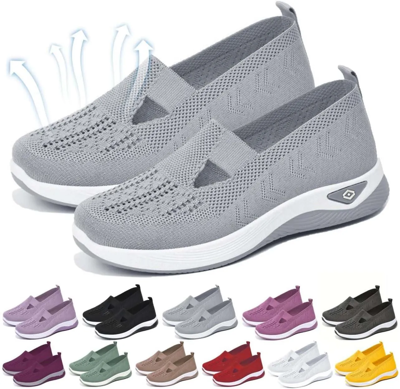 2025 Orthopedic Shoes for Women, Women Wide Width Breathable Walking Comfortable Slip on Sneakers, Non Slip Food Service Lightweight Sneaker, Nurse Shoes Arch Support Sneakers