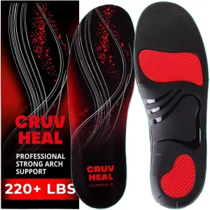 220  lbs Plantar Fasciitis High Arch Support Insoles Men Women - Orthotic Shoe Inserts - Boot Work Shoe Insole (M, Black)