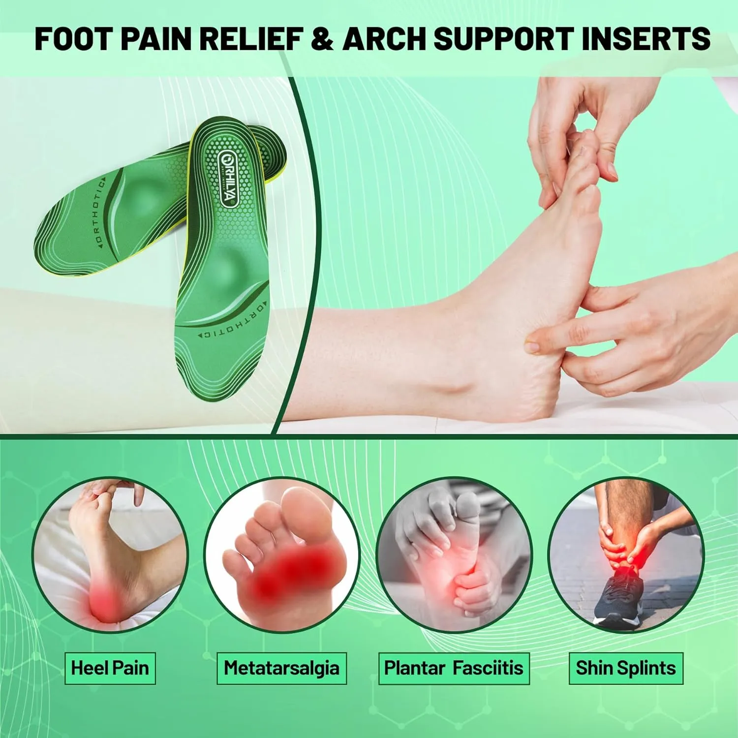 220lbs  High Arch Support Insert Plantar Fasciitis Relief Metatarsal Pain Orthotic Insole for Men & Women Standing All Day, Flat Feet Heel Comfort Work Boot Shoe Inserts,310MM Size 13