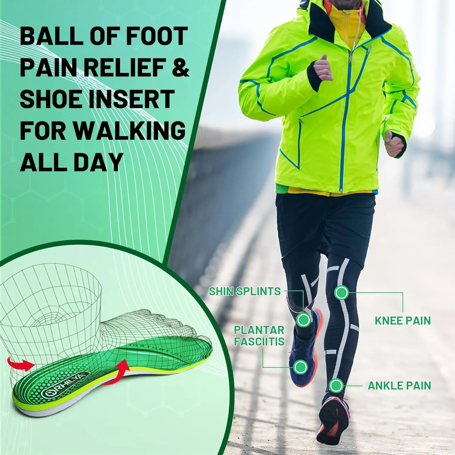 220lbs  High Arch Support Insert Plantar Fasciitis Relief Metatarsal Pain Orthotic Insole for Men & Women Standing All Day, Flat Feet Heel Comfort Work Boot Shoe Inserts,310MM Size 13