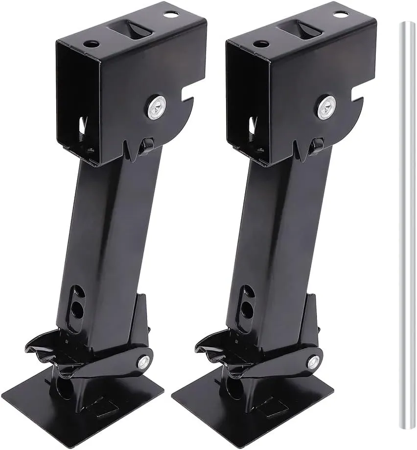 2PCS Swing Down Trailer Stabilizer Jacks - 7" Drop Leg, 18" Adjustable Rod Handle & Mounting Screws for RV, Camper & Travel Trailer (12" to 18")
