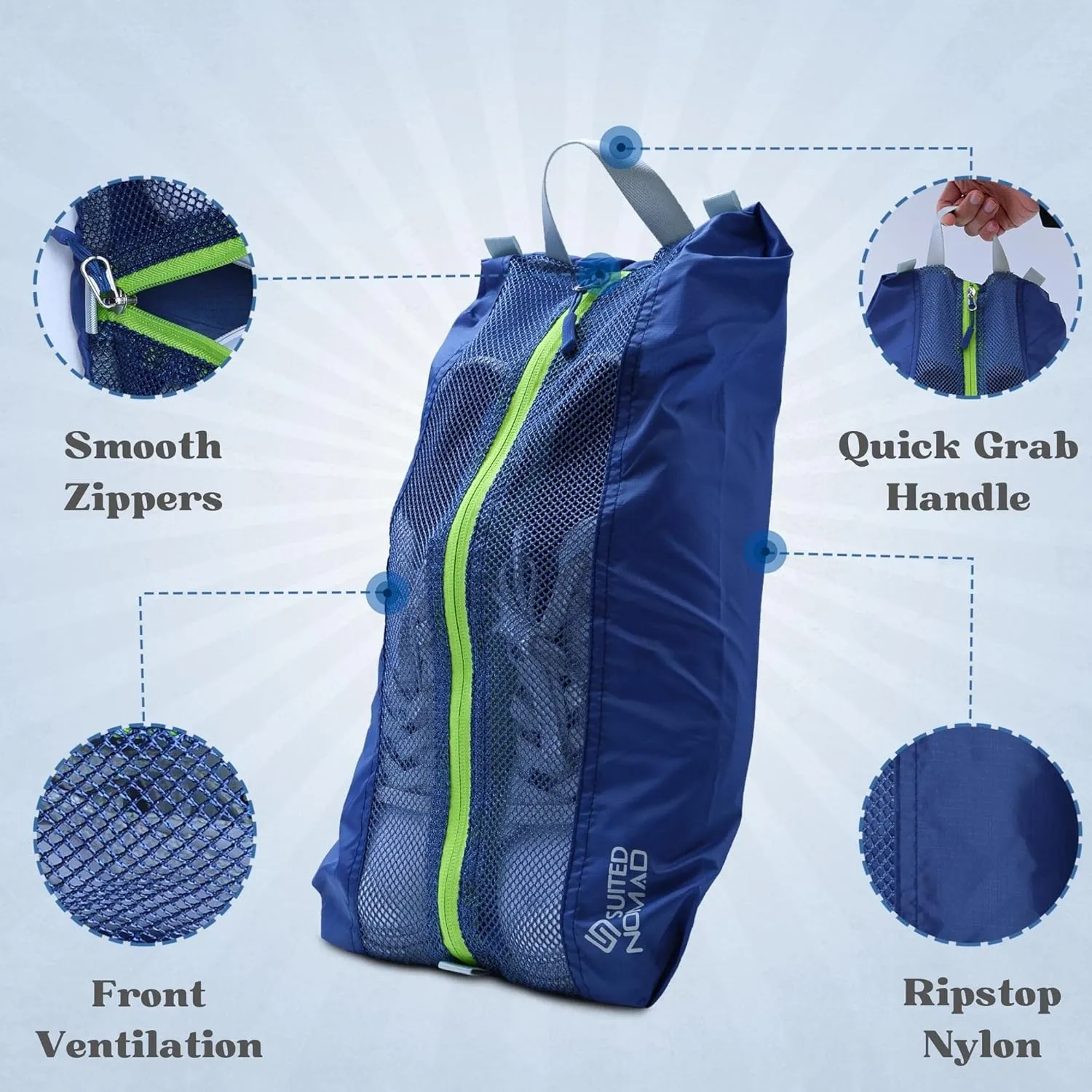 3 Pack Ultralight Shoe Bags for Travel Set, Extra Large Shoe Packing Cubes Portable Pouch with Zipper