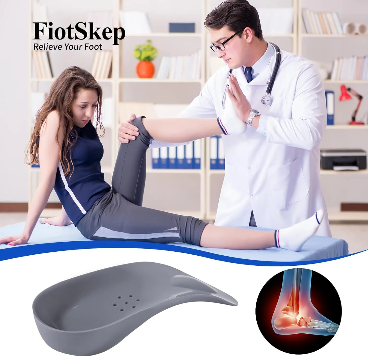 3/4 Original High Arch Inserts Firm Orthotics for Plantar Fasciitis Flat Feet Over-Pronation, Comfort Metatarsal Pad Support Insoles Relief Heel Spur Pain