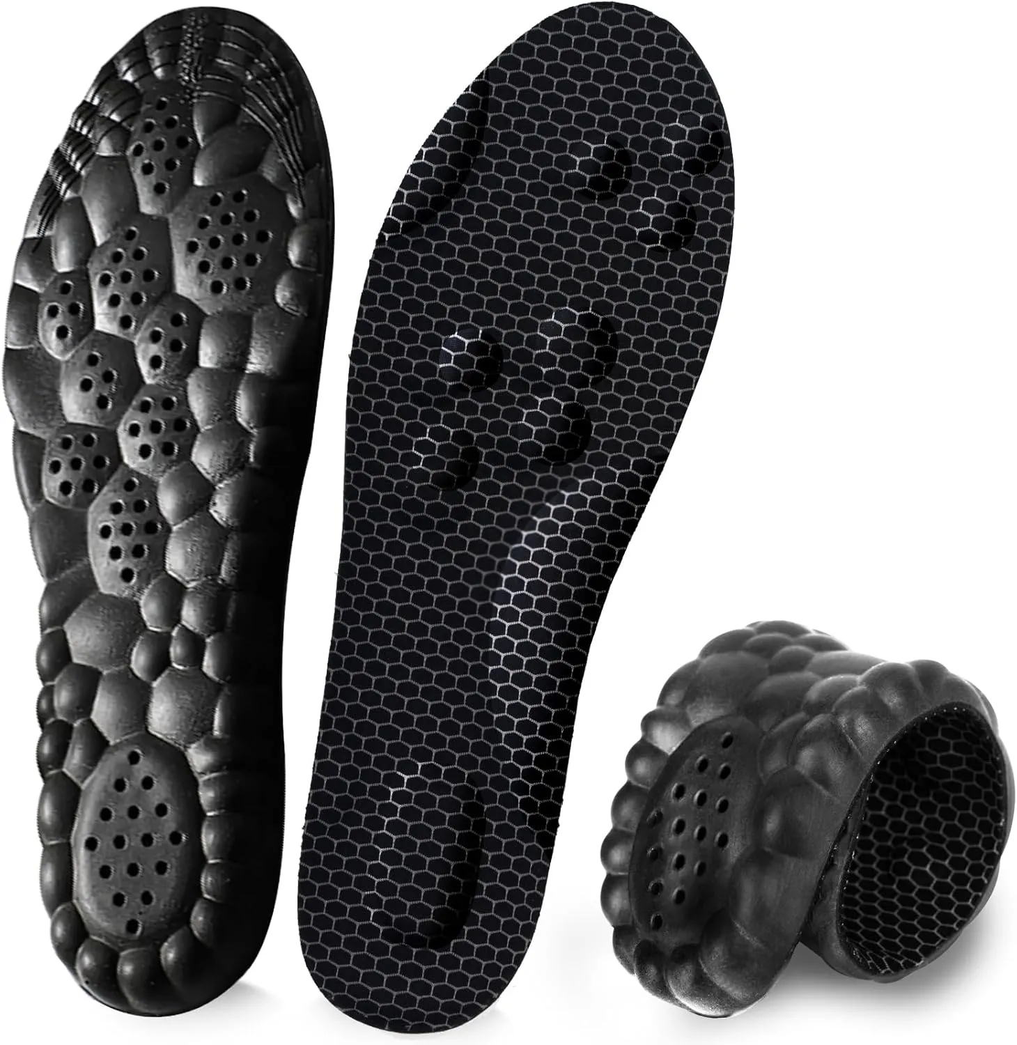 4D Cloud Insoles for Men and Women, Arch Support Insoles, Memory Foam Insoles, Shock Absorption and Cushioning Sports Shoe Insoles for Foot & Joint Support (XL Men 9-11.5 | Women 11-12.5 Black)