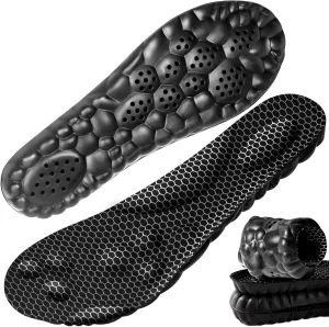 4D Cloud Soles Insoles Memory Foam Sport Women and Kids Shock Absorption Insole Shoe Sole Inserts Foot Pain Relief Arch Support Work Boot Insole (Black, S Men 7~7.5 /Women 8.5(9.6 in))