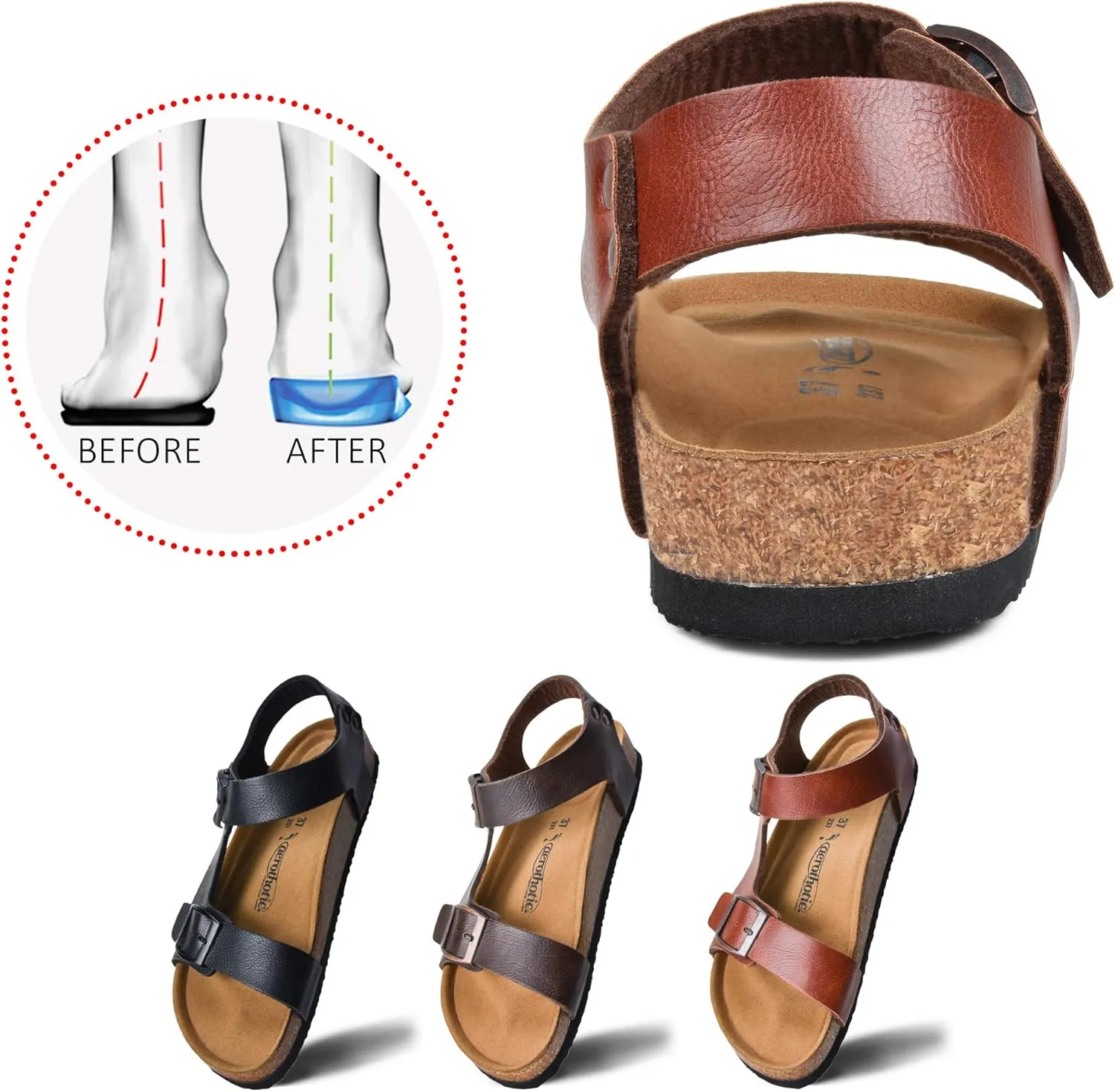 AEROTHOTIC Women’s Arch Support Cork Footbed Slide Sandals