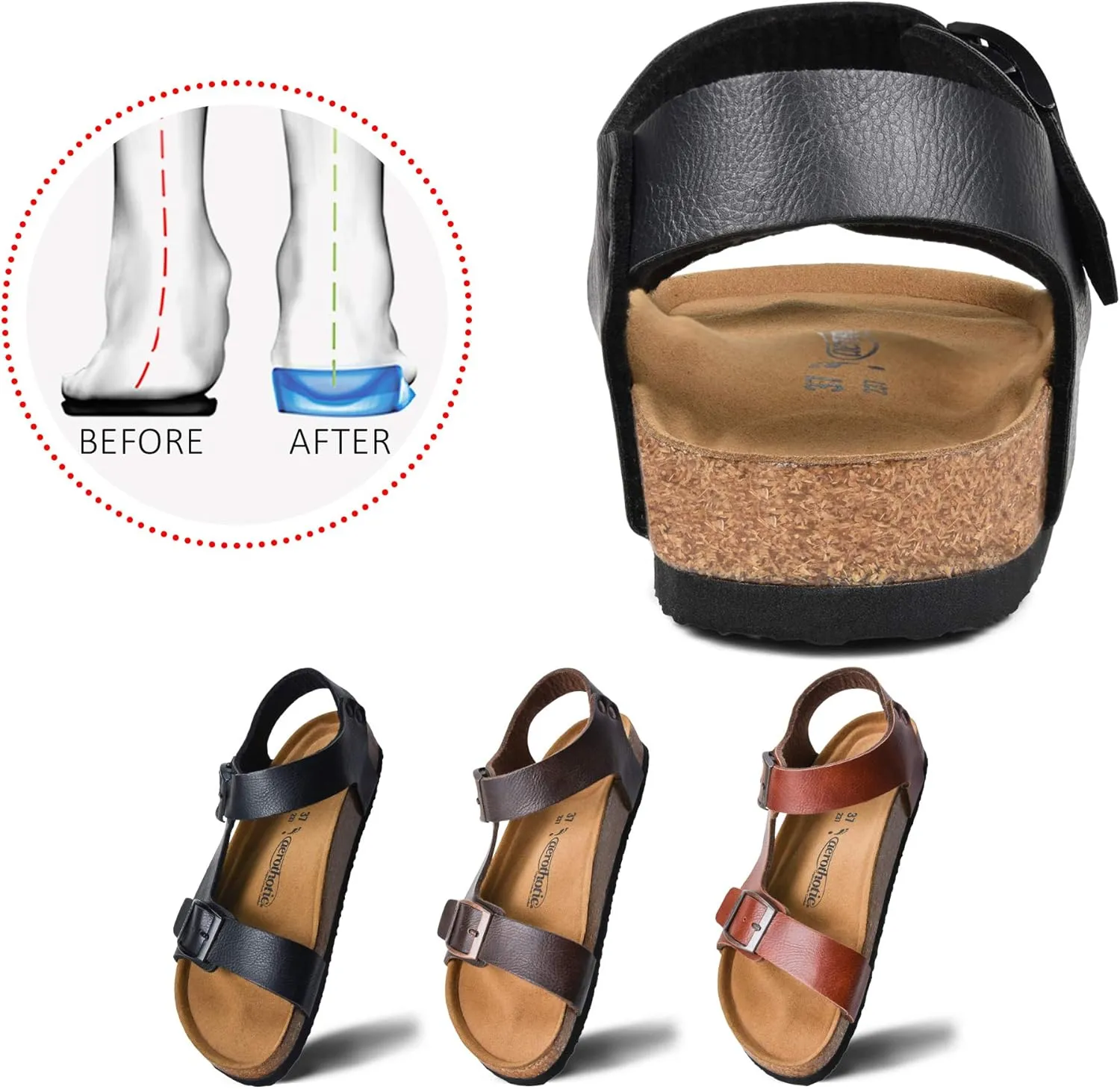 AEROTHOTIC Women’s Arch Support Cork Footbed Slide Sandals