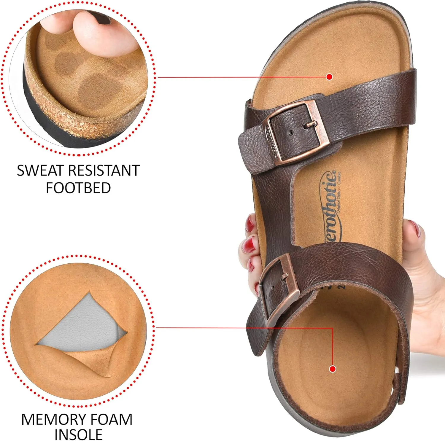AEROTHOTIC Women’s Arch Support Cork Footbed Slide Sandals