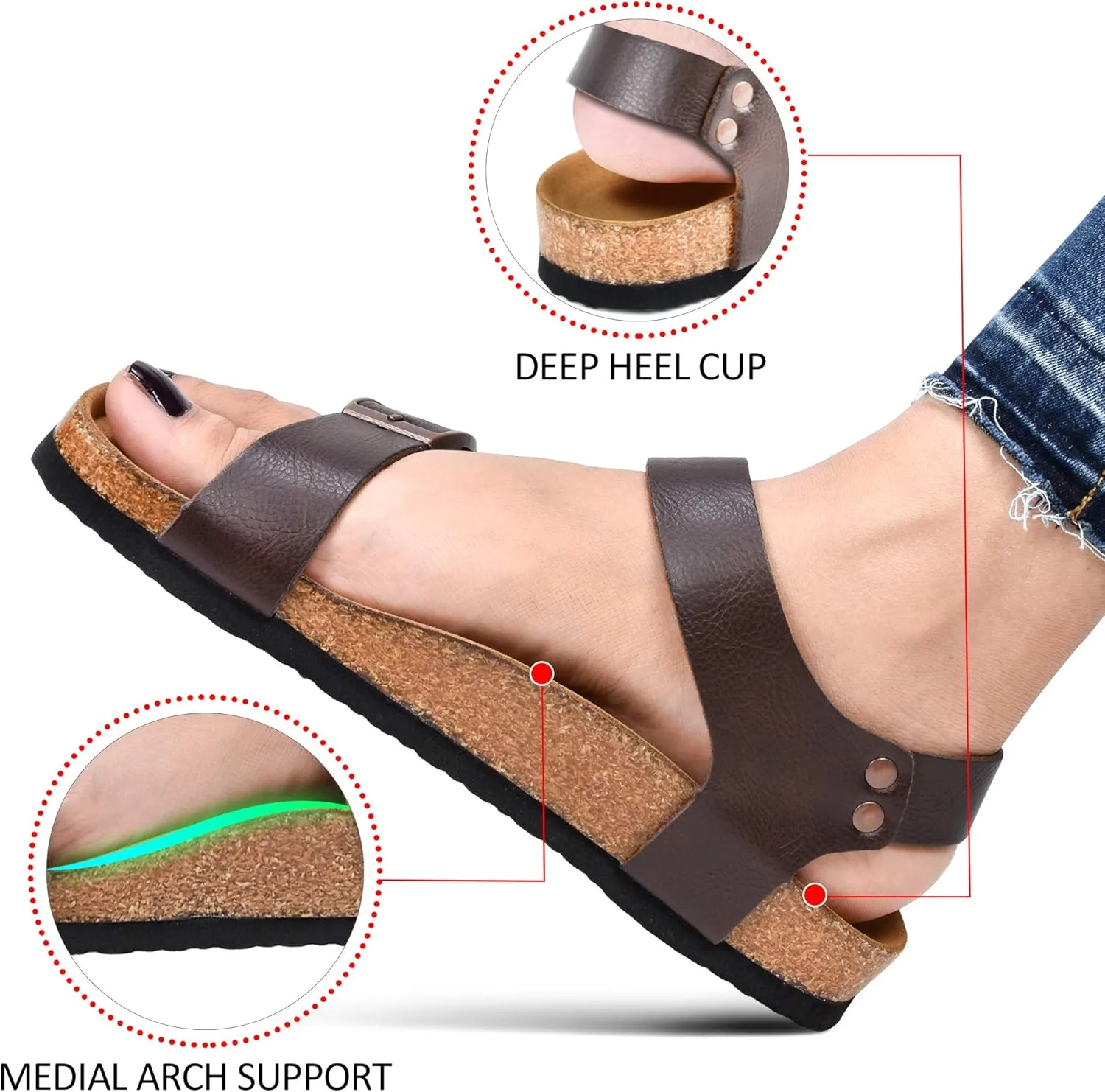 AEROTHOTIC Women’s Arch Support Cork Footbed Slide Sandals