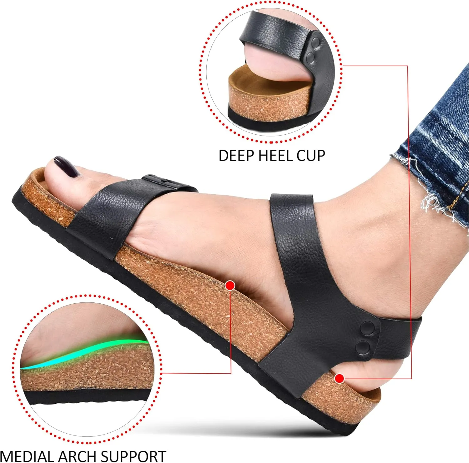 AEROTHOTIC Women’s Arch Support Cork Footbed Slide Sandals