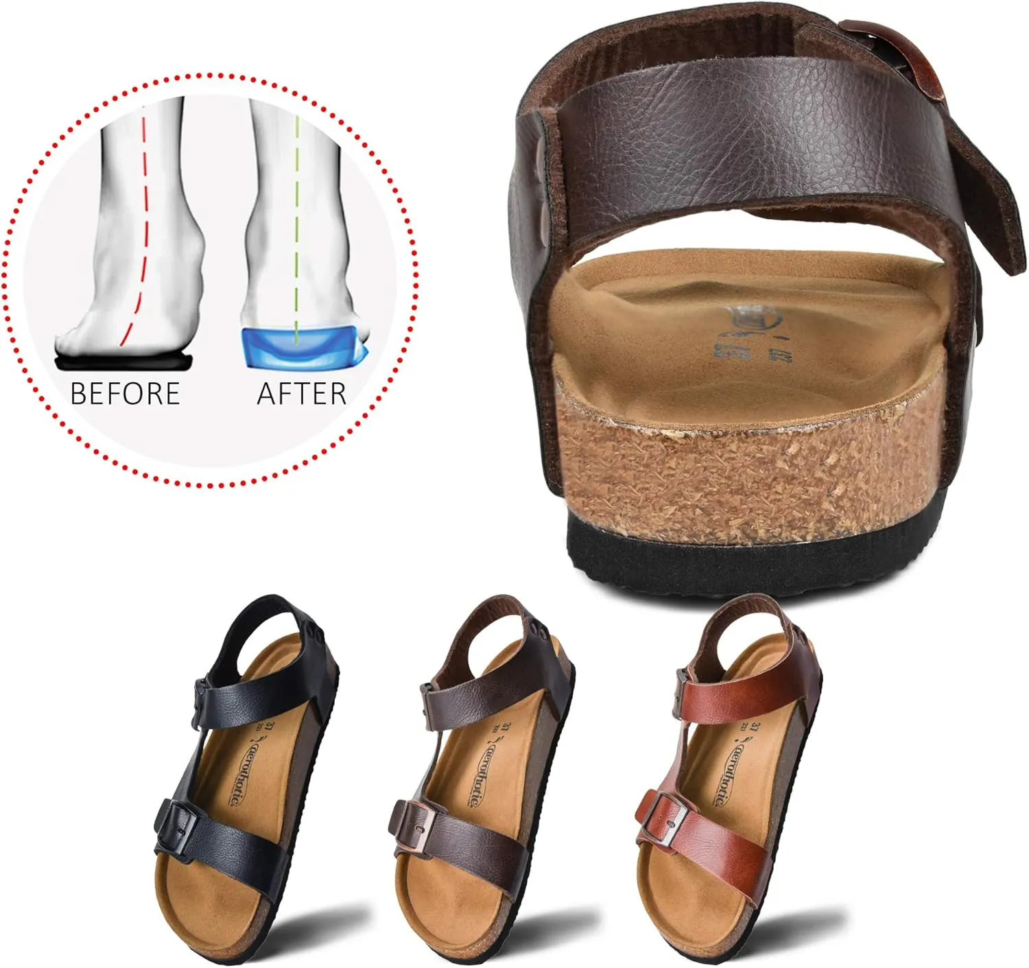AEROTHOTIC Women’s Arch Support Cork Footbed Slide Sandals