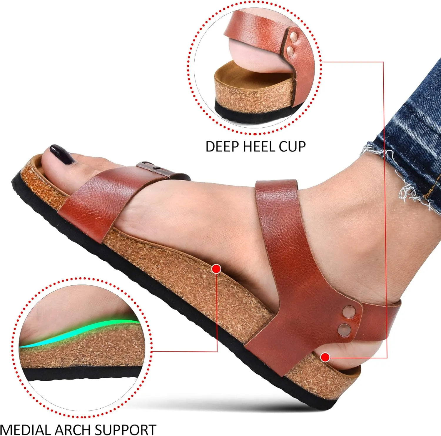 AEROTHOTIC Women’s Arch Support Cork Footbed Slide Sandals