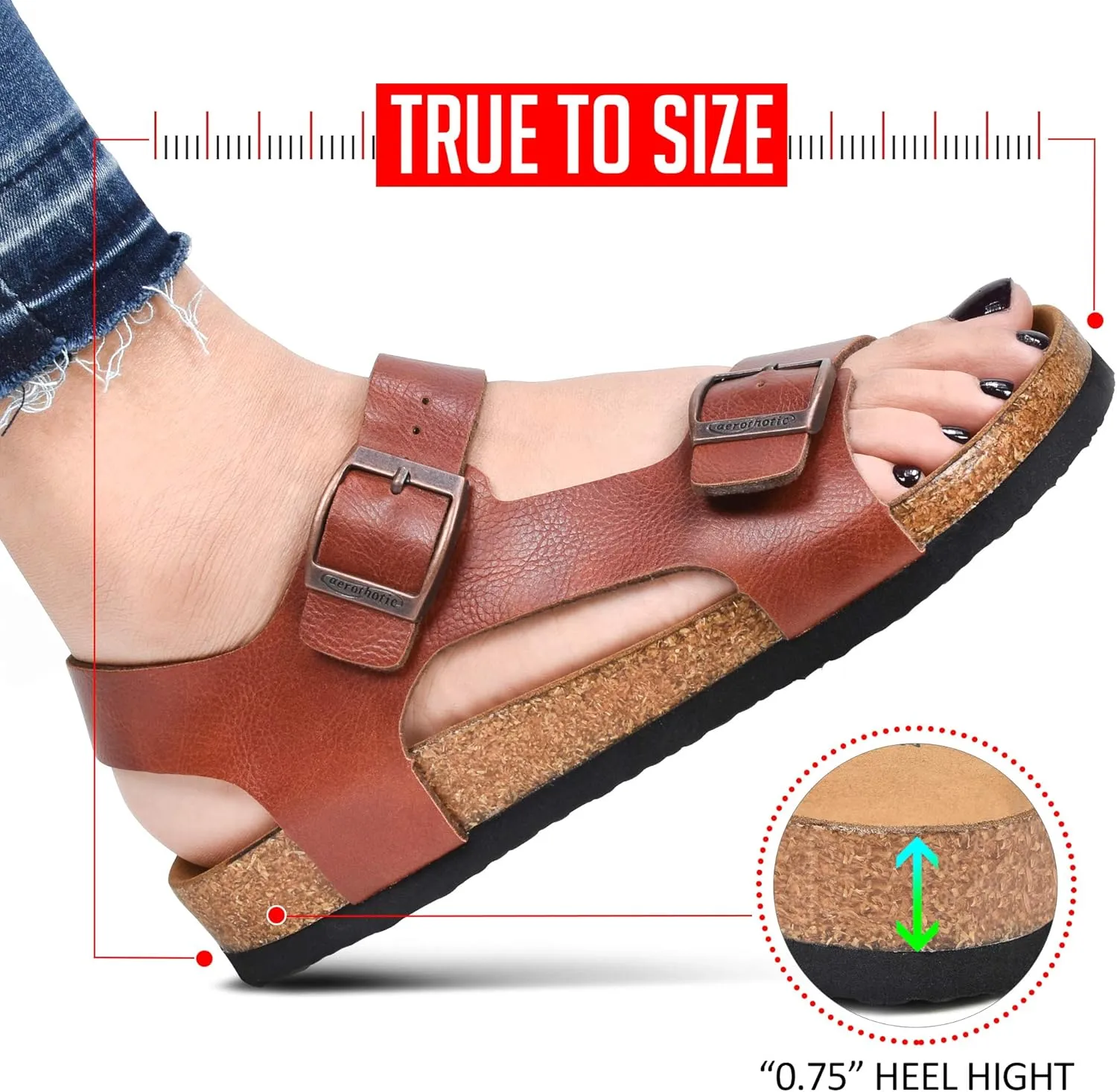 AEROTHOTIC Women’s Arch Support Cork Footbed Slide Sandals