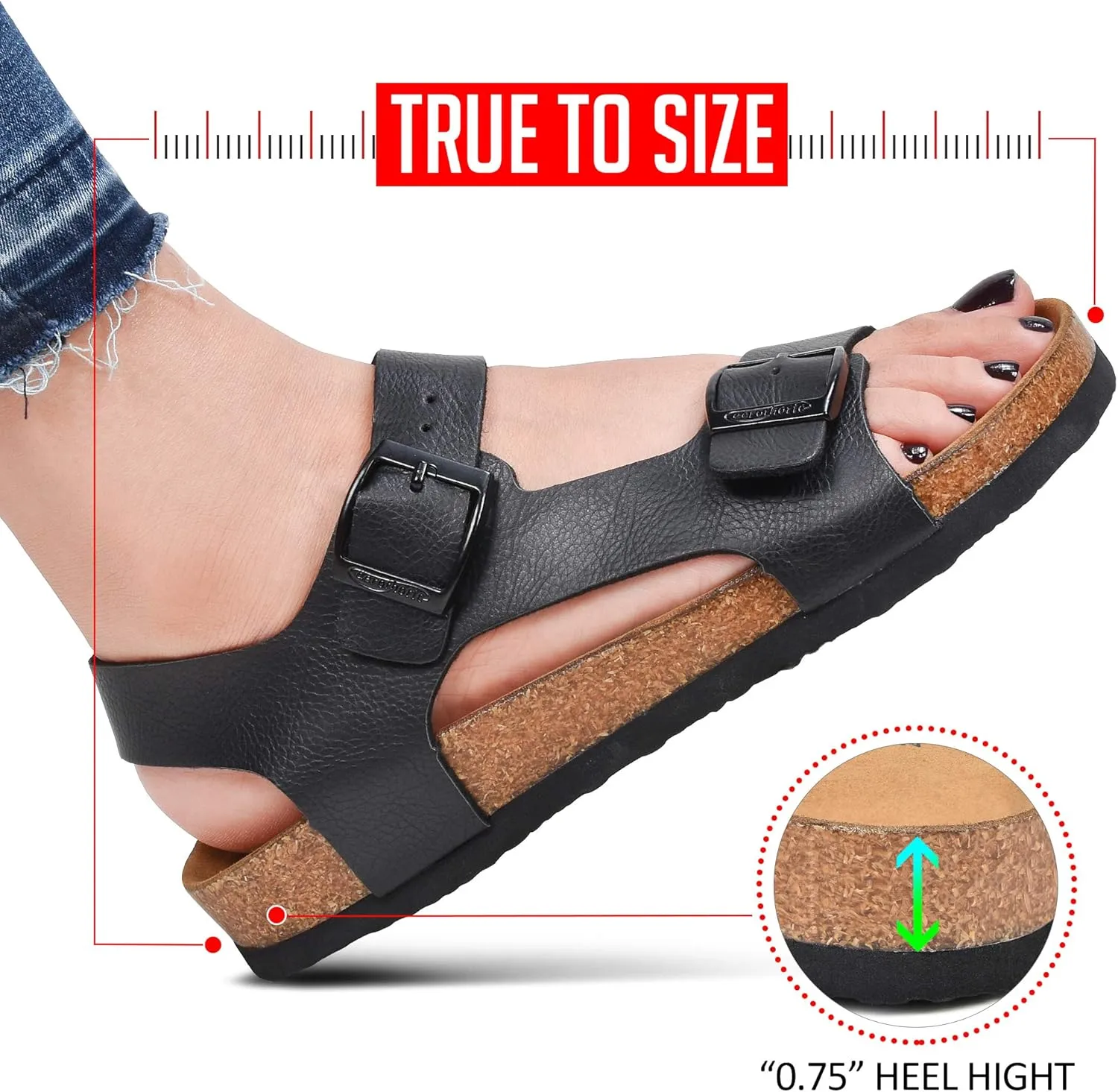 AEROTHOTIC Women’s Arch Support Cork Footbed Slide Sandals