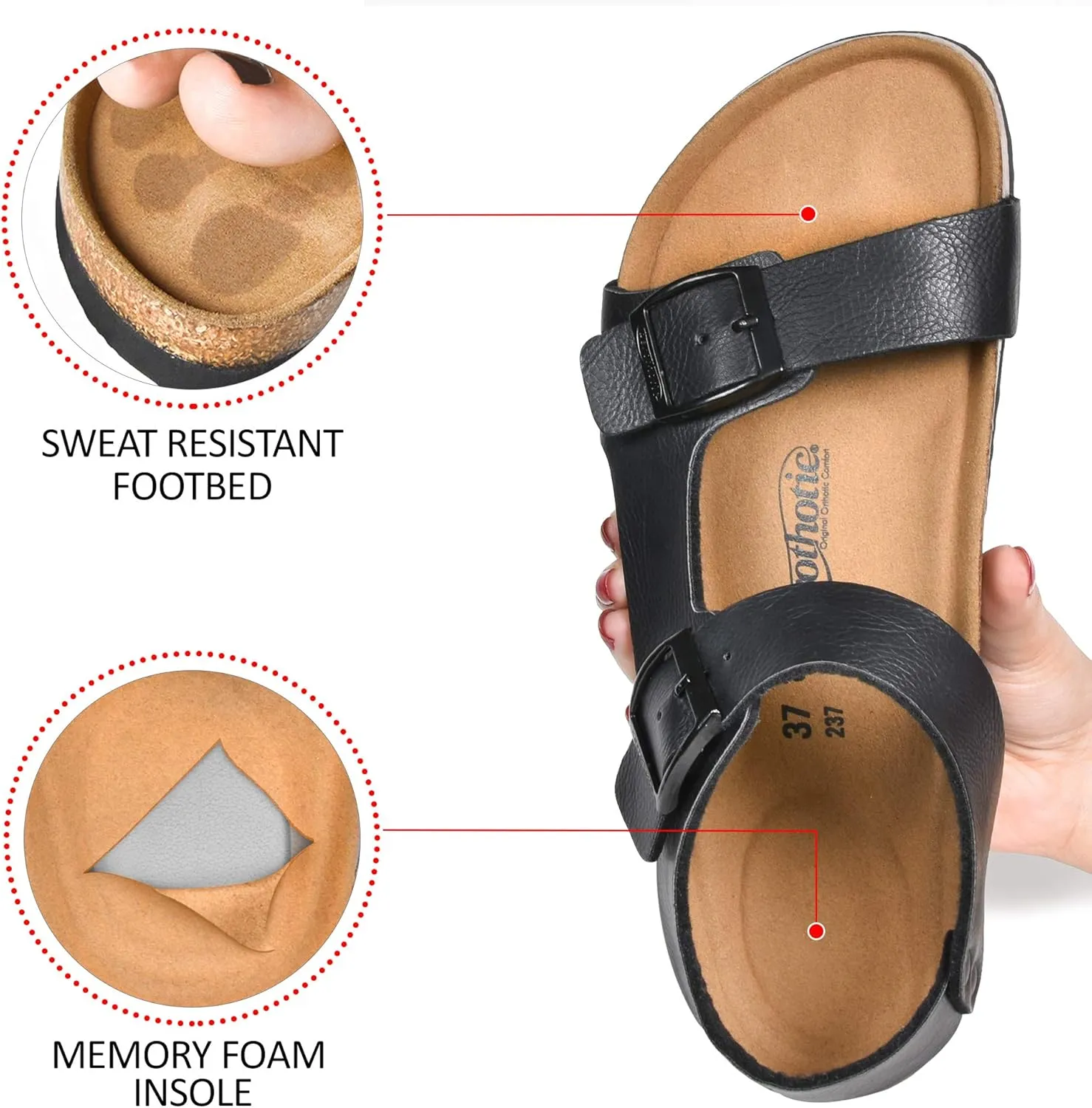 AEROTHOTIC Women’s Arch Support Cork Footbed Slide Sandals