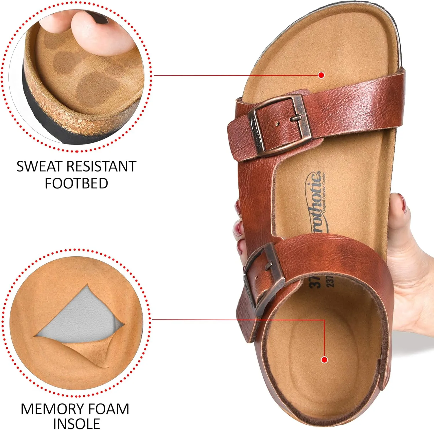 AEROTHOTIC Women’s Arch Support Cork Footbed Slide Sandals