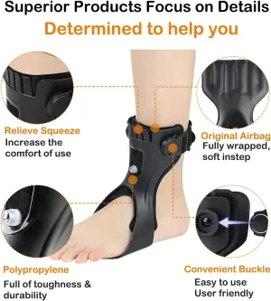 AFO Foot Drop Brace, Upgraded Medical Drop Foot Brace AFO Support with Inflatable Airbag for Hemiplegia Stroke Shoes Walking Foot Stabilizer (Left, S)