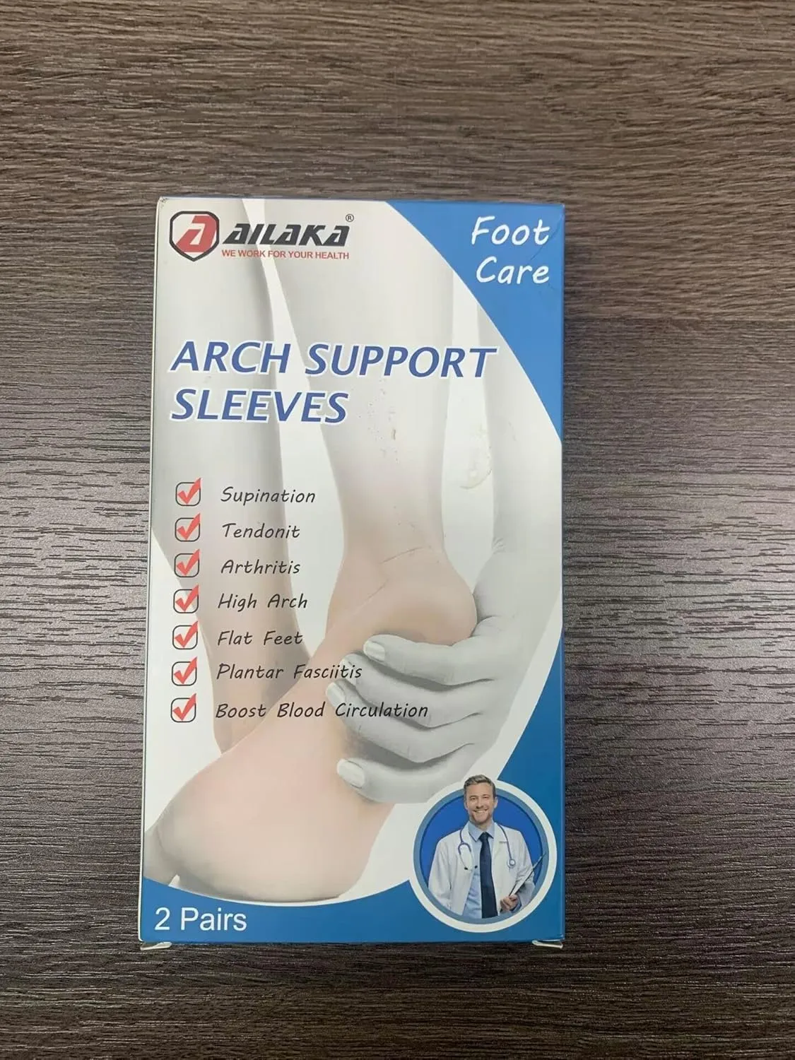 Ailaka 2 Pairs Compression Arch Support Sleeves, Cushioned Arch Support Braces Gel Pads for Flat Foot Pain Relief Plantar Fasciitis Heel Spurs