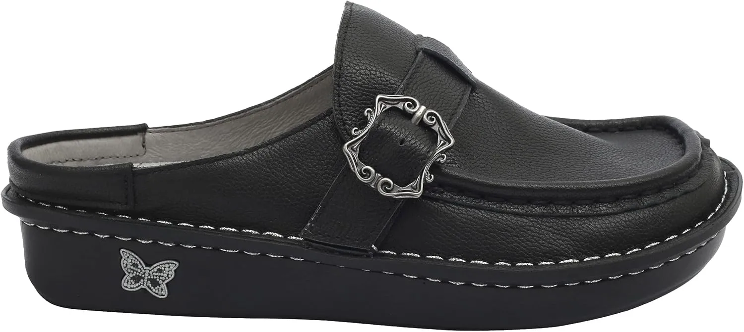 Alegria Women's Brigid Leather Moc Toe Open Back Clog with Heel Cup