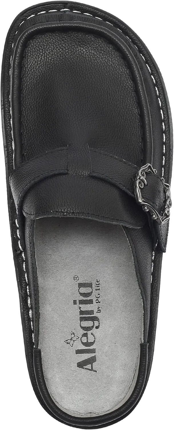Alegria Women's Brigid Leather Moc Toe Open Back Clog with Heel Cup
