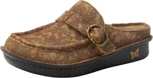 Alegria Women's Brigid Leather Moc Toe Open Back Clog with Heel Cup