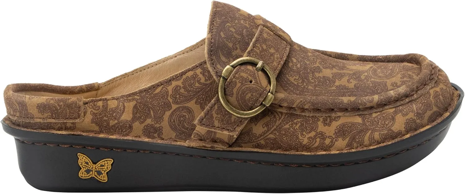 Alegria Women's Brigid Leather Moc Toe Open Back Clog with Heel Cup