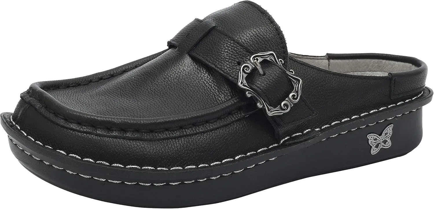 Alegria Women's Brigid Leather Moc Toe Open Back Clog with Heel Cup