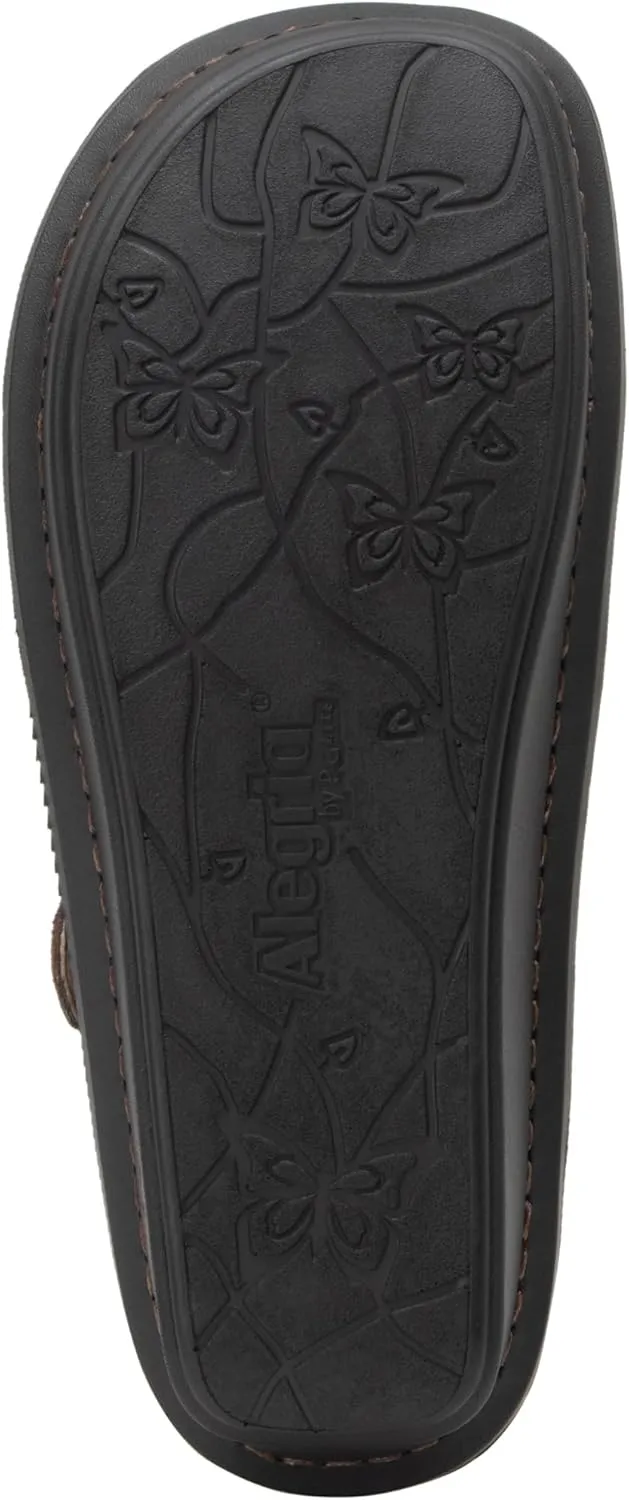 Alegria Women's Bryn Open Back Leather Slide with Ankle Strap