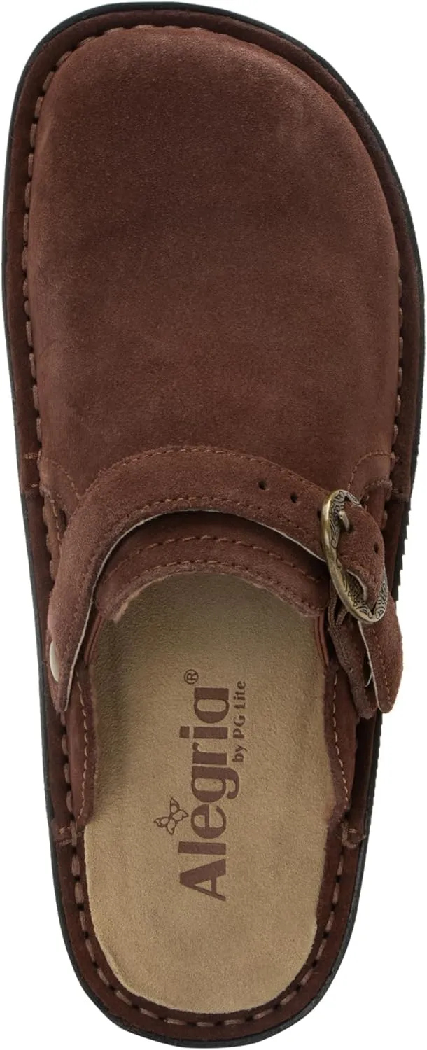 Alegria Women's Bryn Open Back Leather Slide with Ankle Strap