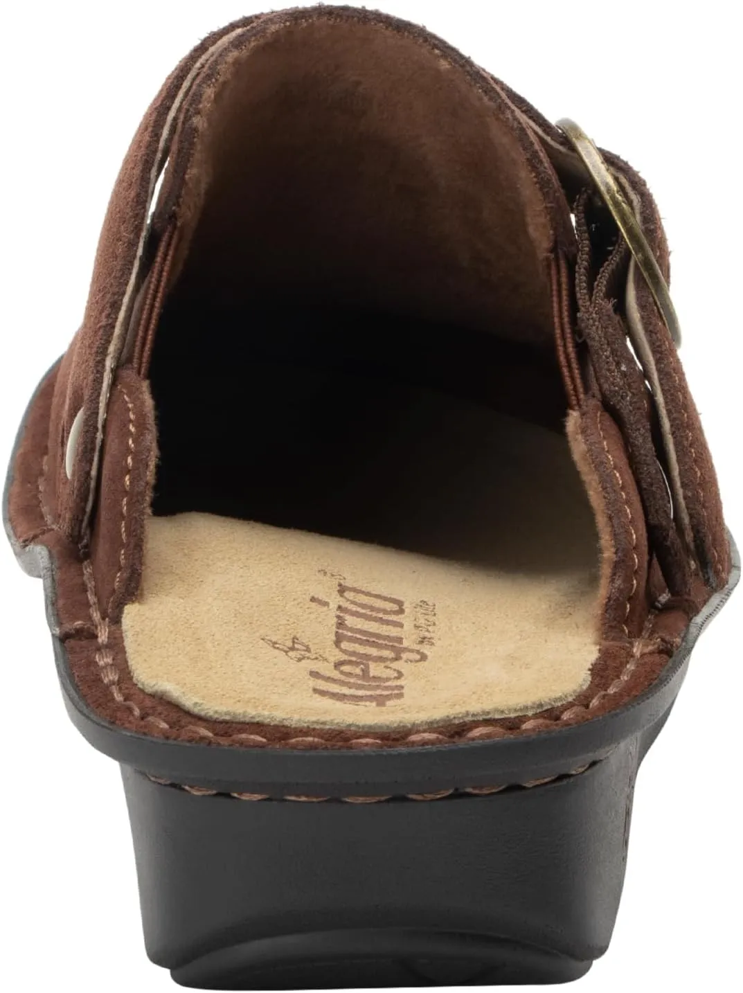 Alegria Women's Bryn Open Back Leather Slide with Ankle Strap