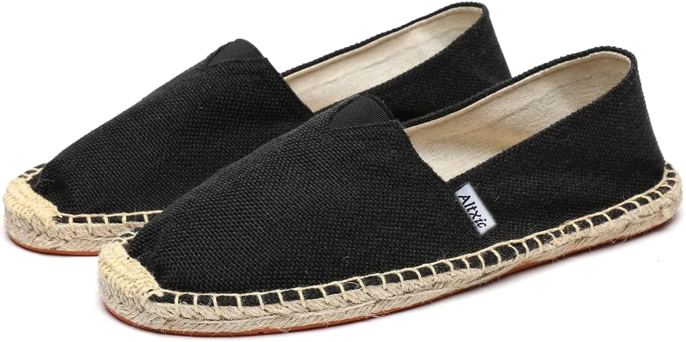 Altxic Men's Closed Toe Comfortable Canvas Slip on Flat Espadrilles