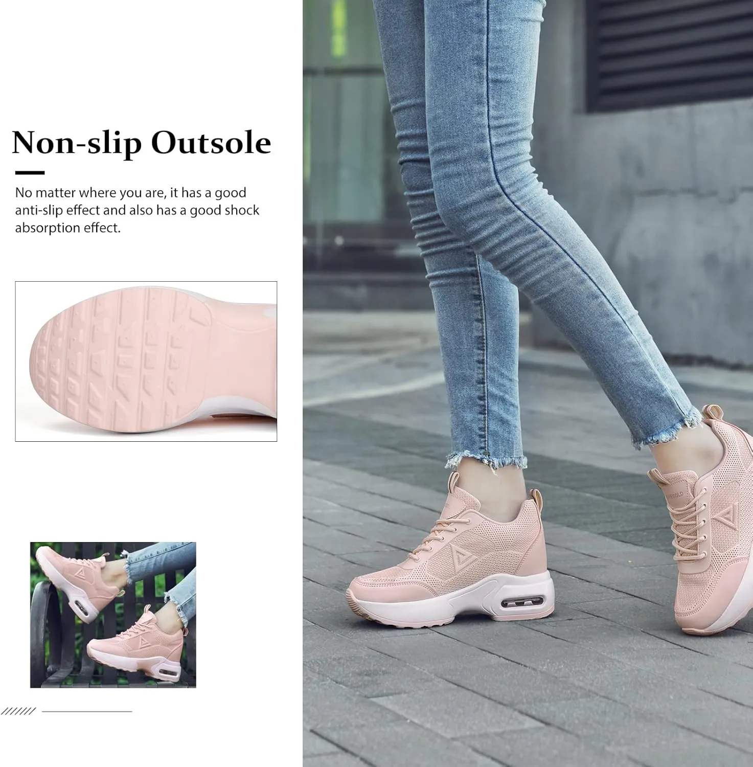 AONEGOLD Womens Knit Platform Hidden Wedges Sneaker High Top Athletic Walking Shoes High Heel Mesh Fashion