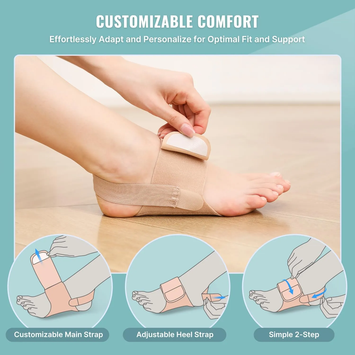 Arch Support for Plantar Fasciitis Relief: Upgraded Non-Slip Wearable Arch Support Inserts w/Built-in Orthotics - Adjustable Brace w/Gel Pads for Flat Feet High & Fallen Arch for Men Women