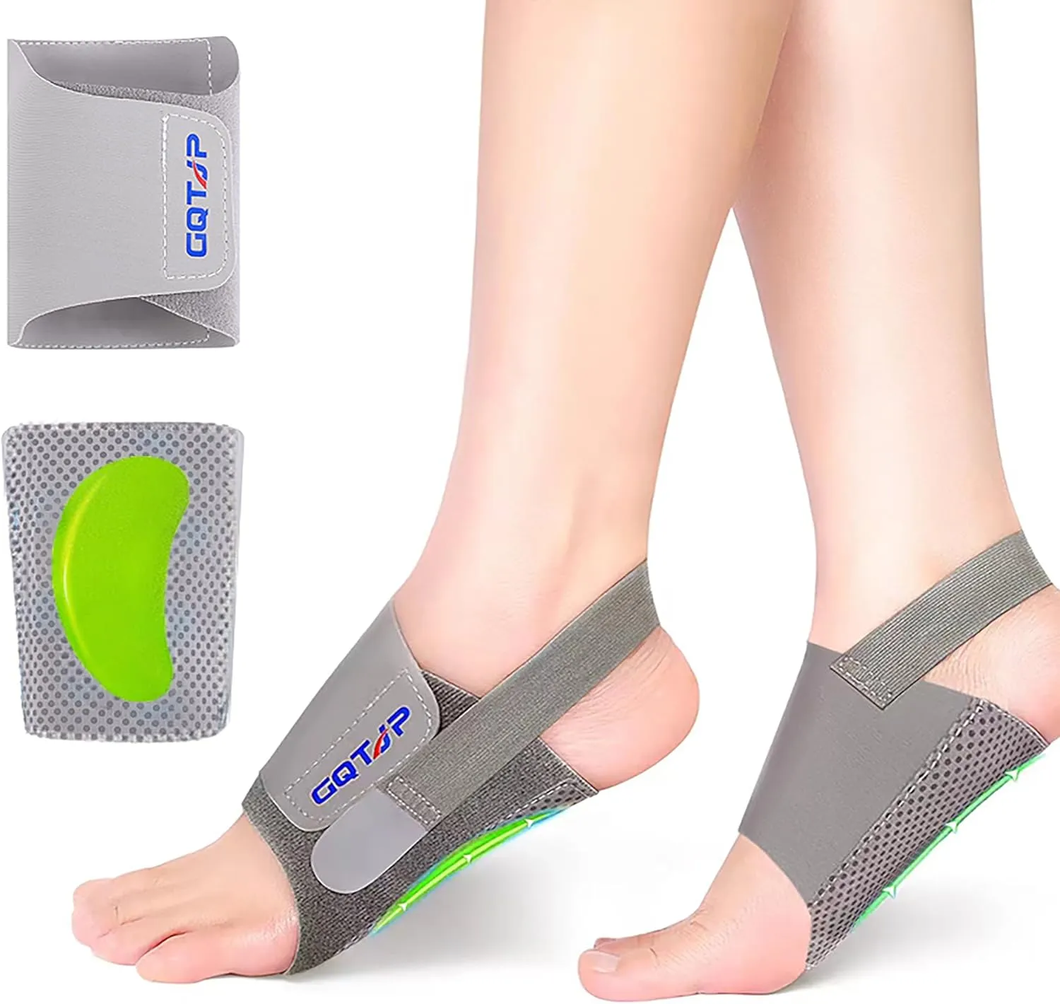 Arch Support Inserts Braces for Plantar Fasciitis Relief, Adjustable Arch Support Compression Bands, Arch Sleeves for Flat Feet, Foot Support for Pain Relief with Gel Pads