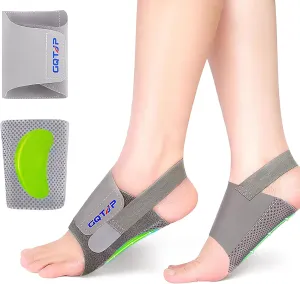 Arch Support Inserts Braces for Plantar Fasciitis Relief, Adjustable Arch Support Compression Bands, Arch Sleeves for Flat Feet, Foot Support for Pain Relief with Gel Pads