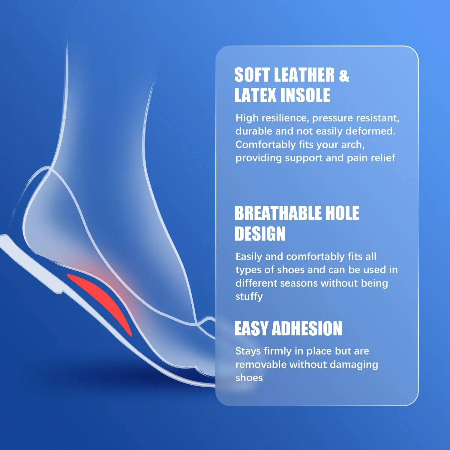 Arch Support Inserts for Flat Feet - Unisex Self - Adhesive Latex Arch Pad for Relieve Pressure and Feet Pain - Arch Support Insoles for Men & Women 3 Pairs (S, Beige)