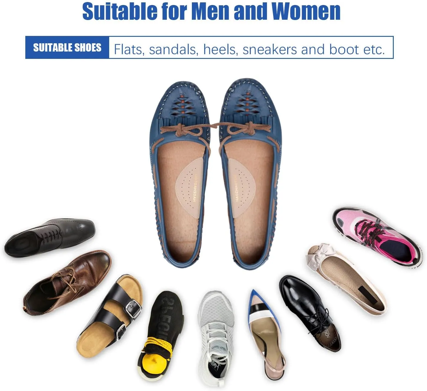 Arch Support Inserts for Flat Feet - Unisex Self - Adhesive Latex Arch Pad for Relieve Pressure and Feet Pain - Arch Support Insoles for Men & Women 3 Pairs (S, Beige)