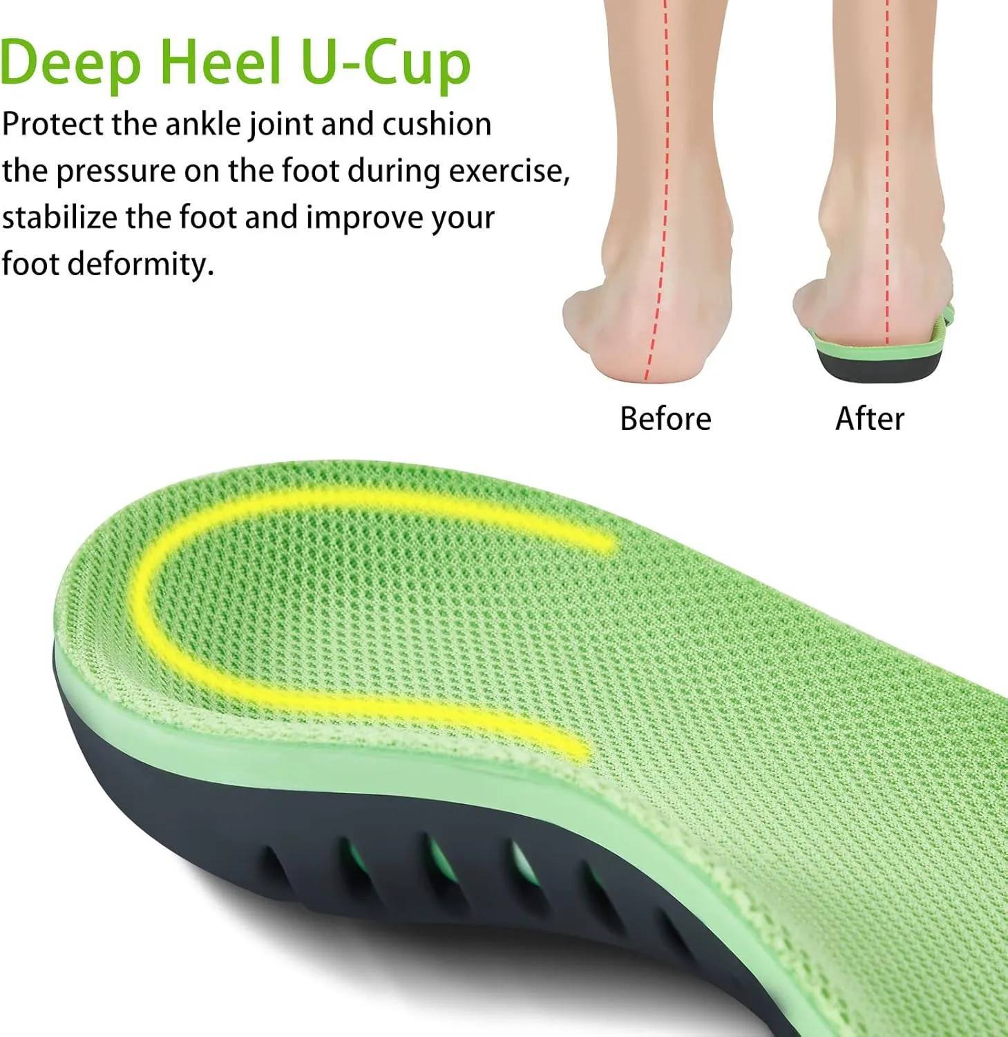 Arch Support Insoles (220 lbs) Plantar Fasciitis Relief Insoles for Flat Feet, Work Boot Insoles, Memory Foam Shoe Inserts for Running and Hiking, Gel Orthotic Insoles for Men & Women