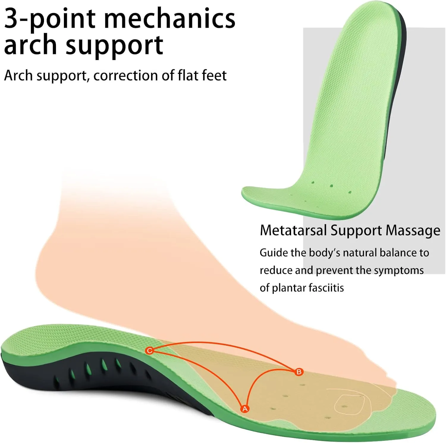 Arch Support Insoles (220 lbs) Plantar Fasciitis Relief Insoles for Flat Feet, Work Boot Insoles, Memory Foam Shoe Inserts for Running and Hiking, Gel Orthotic Insoles for Men & Women