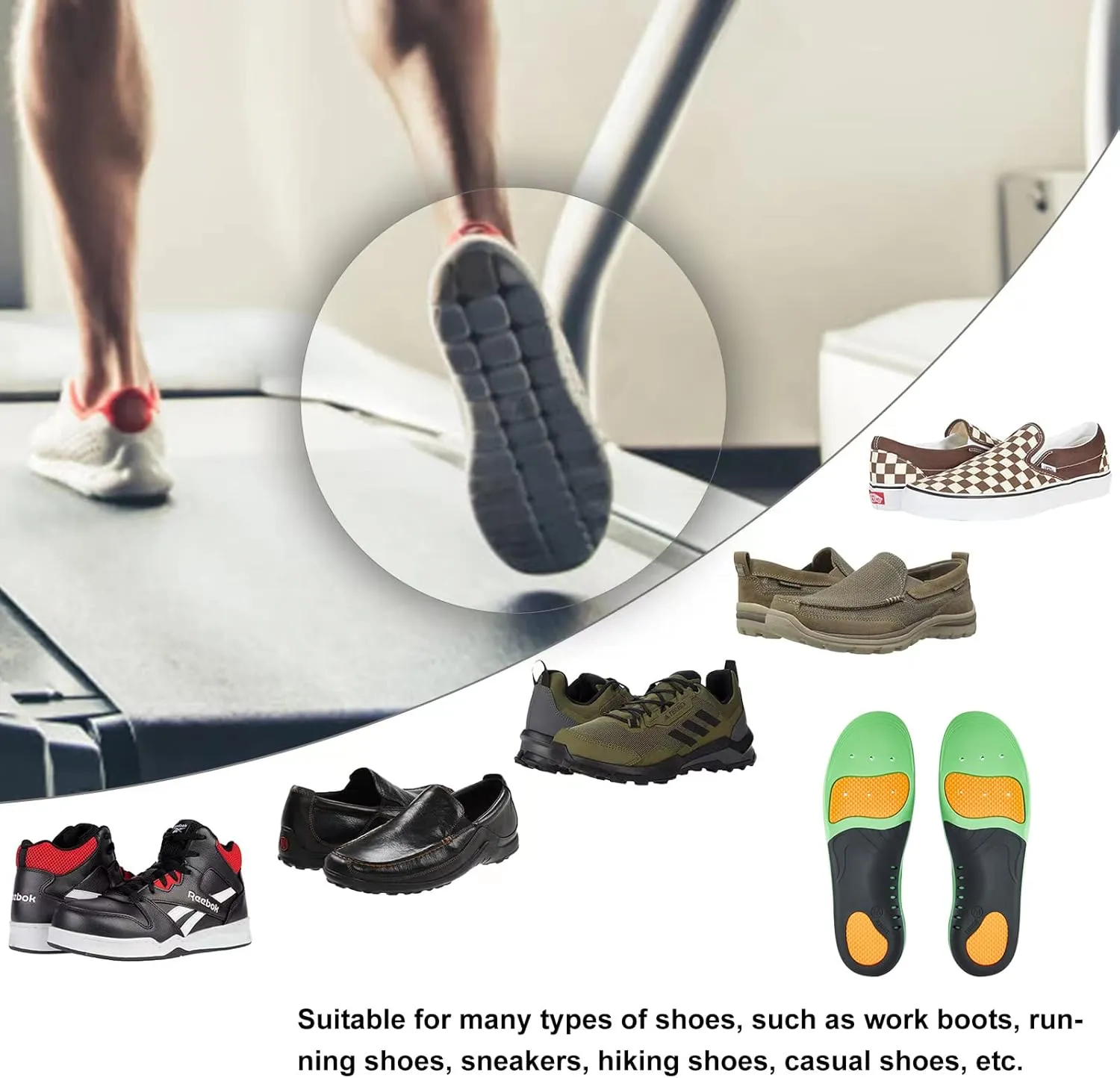 Arch Support Insoles (220 lbs) Plantar Fasciitis Relief Insoles for Flat Feet, Work Boot Insoles, Memory Foam Shoe Inserts for Running and Hiking, Gel Orthotic Insoles for Men & Women