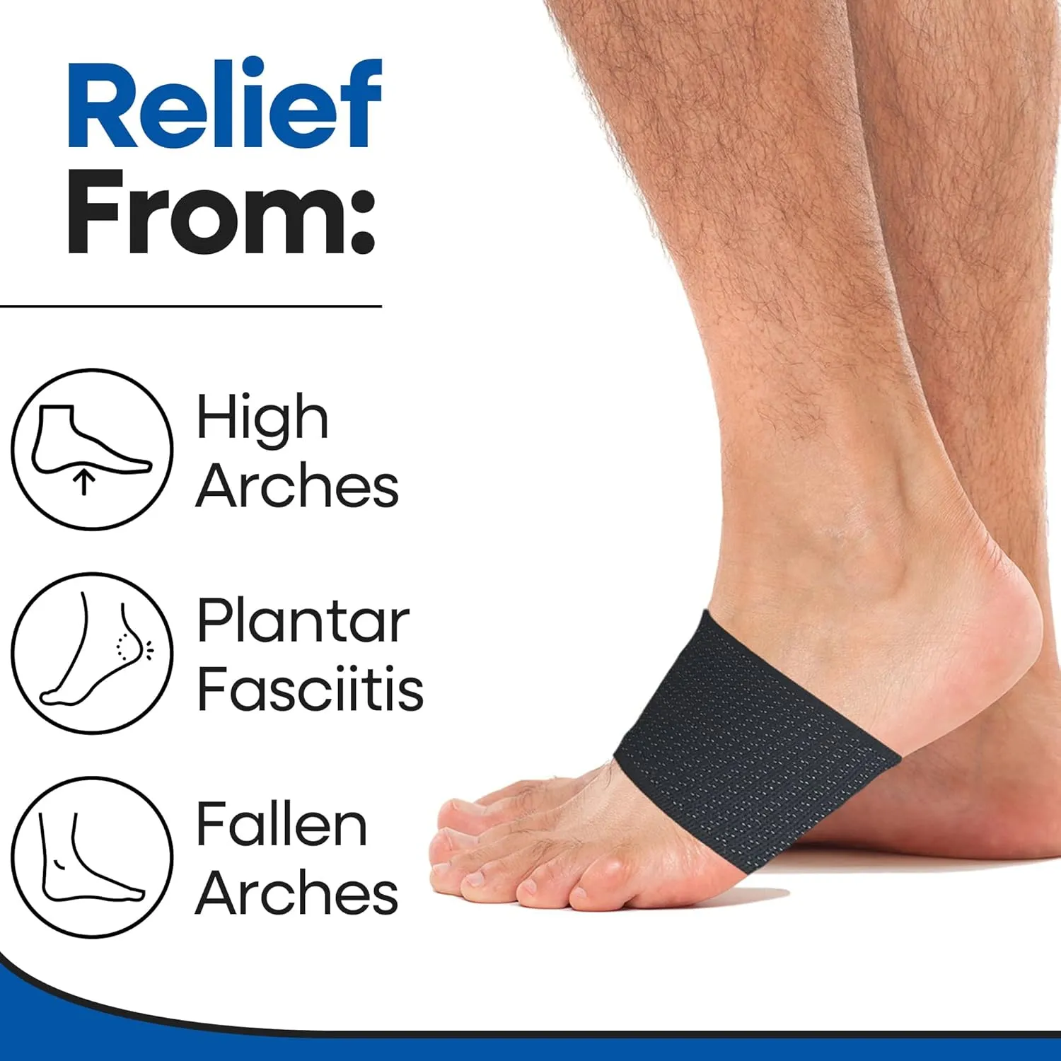 Arch Supports for Plantar Fasciitis Relief | Compression Sleeve Foot Brace For Heel Pain, Bone Spurs, Flat Feet, High Arches | Copper Infused Arch Support Bands for Women & Men Over Socks | Fit Most