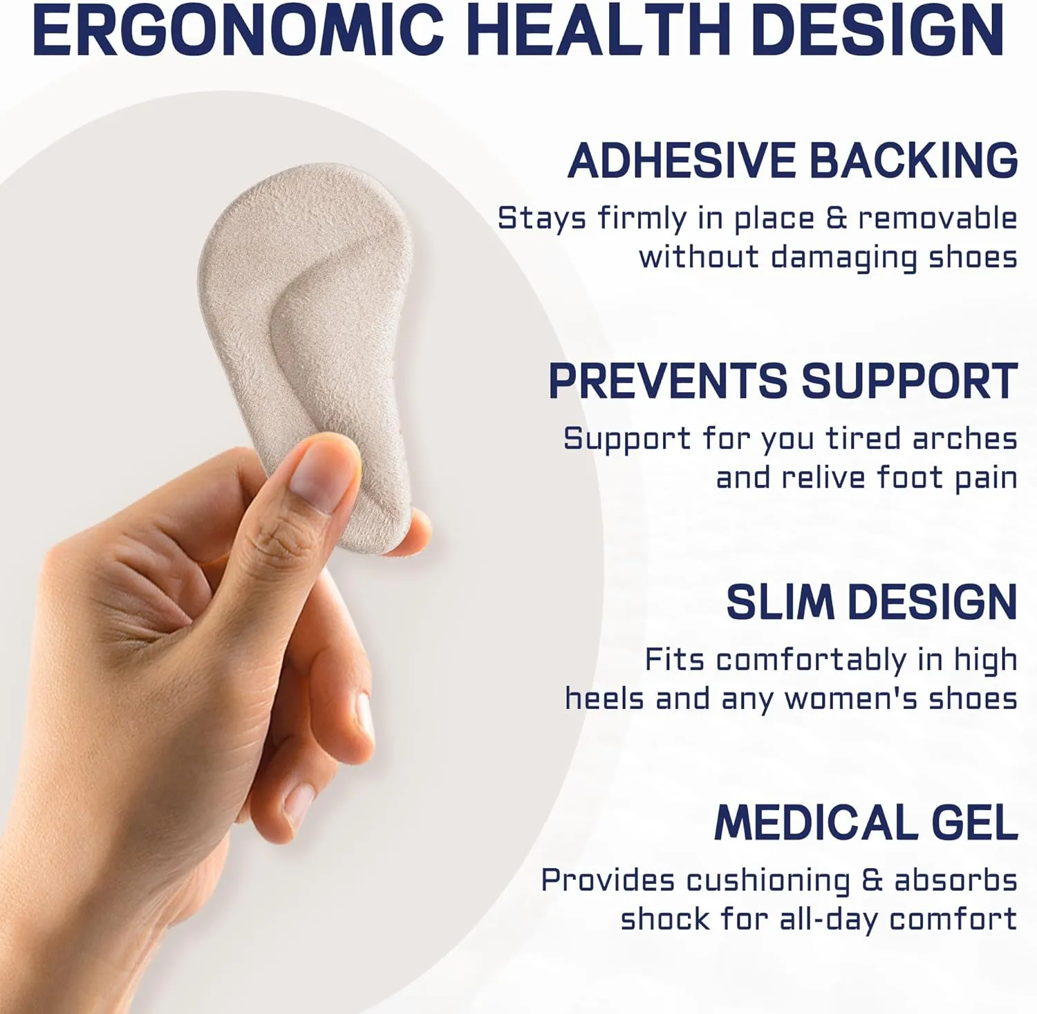 Arch Support,Soft Gel Insole Pads,High Heel Inserts,Reusable Arch Cushions Best for Flat Feet and High Arch Pain,Plantar Fasciitis Relief,for All Day Pain Relief and Comfort.