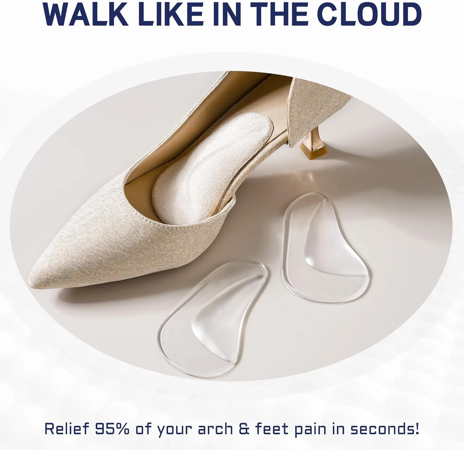Arch Support,Soft Gel Insole Pads,High Heel Inserts,Reusable Arch Cushions Best for Flat Feet and High Arch Pain,Plantar Fasciitis Relief,for All Day Pain Relief and Comfort.