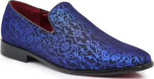 ARK1 Men's Vintage Satin Silky Floral Fashion Dress Loafer Slip On Tuxedo Formal Dress Shoes Designer