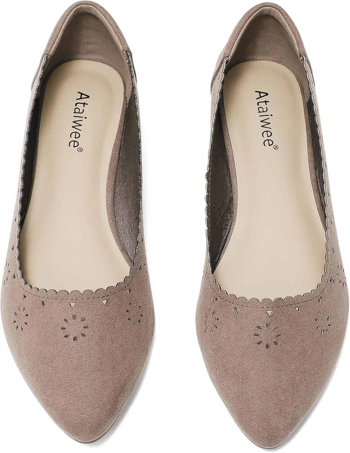 Ataiwee Women's Wide Flat Shoes - Pointed Ladies T-Strap Adjustable Summer Shoes.