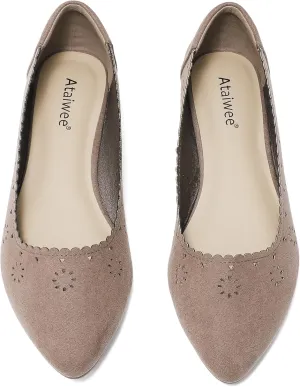 Ataiwee Women's Wide Flat Shoes - Pointed Ladies T-Strap Adjustable Summer Shoes.