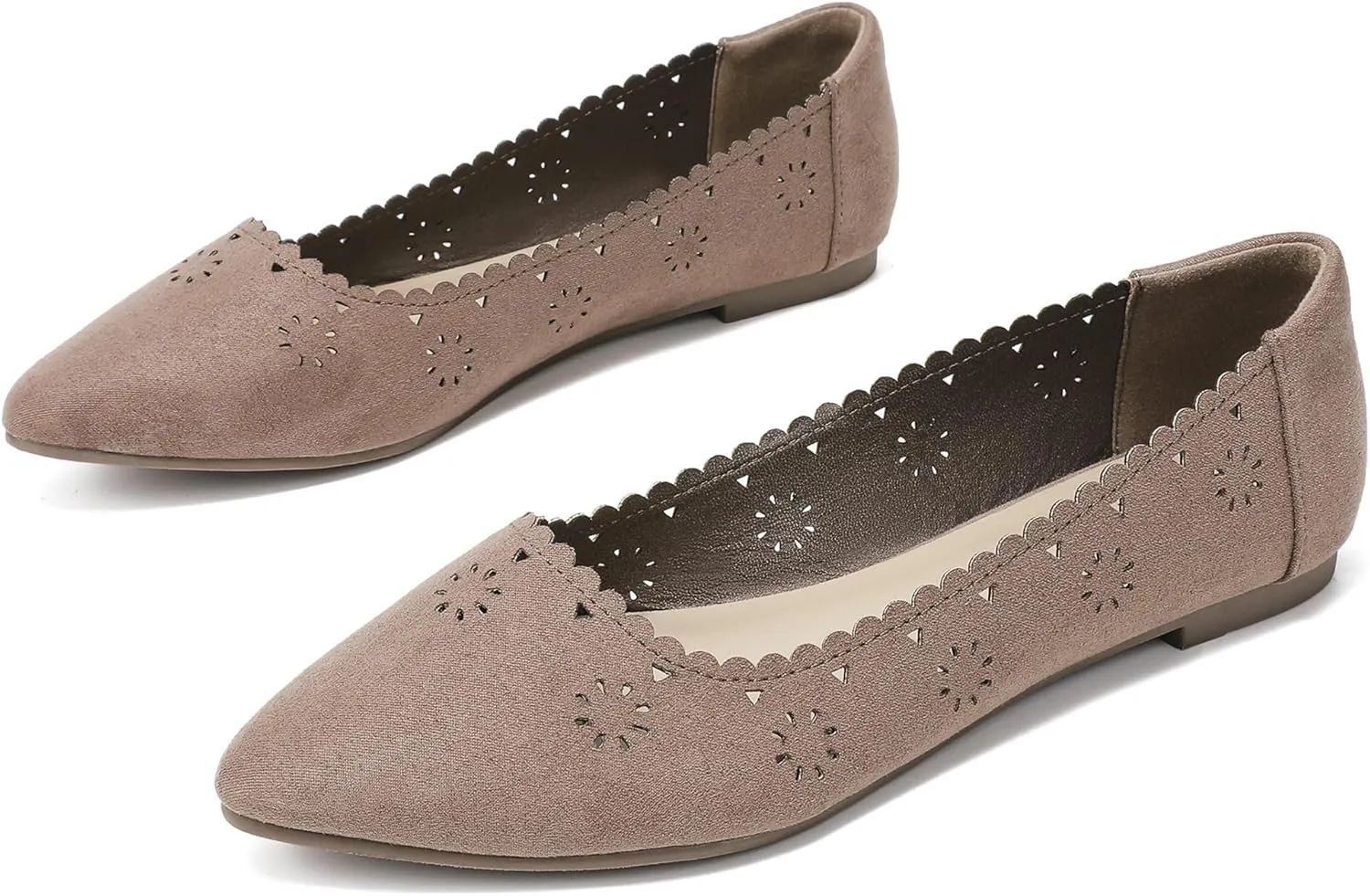 Ataiwee Women's Wide Flat Shoes - Pointed Ladies T-Strap Adjustable Summer Shoes.