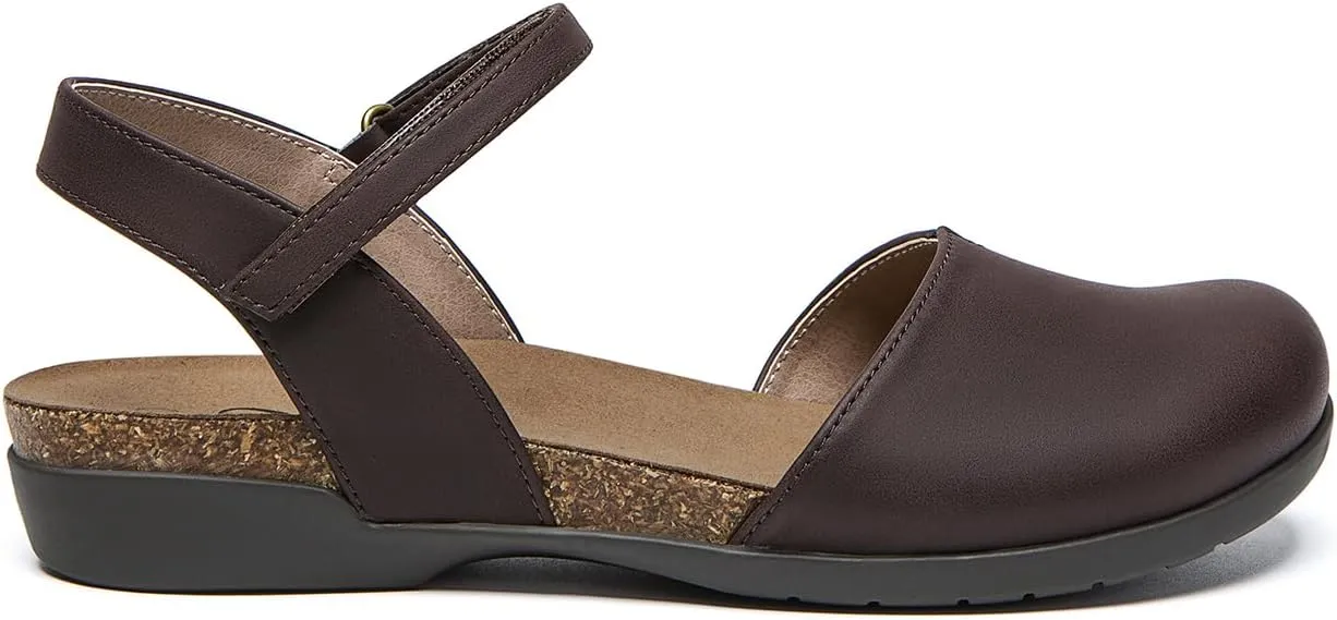 Athlefit Women's Closed Toe Sandals Comfort Cork Footbed Arch Support Flat Sandals